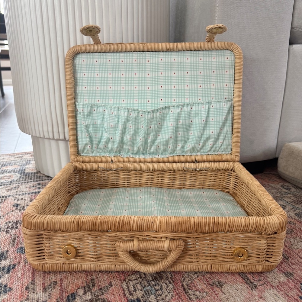 Vintage Bitty Baby Pleasant Co Wicker Travel Case Suitcase